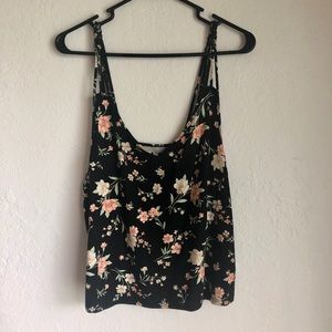 Black and Floral Crop Top Tank